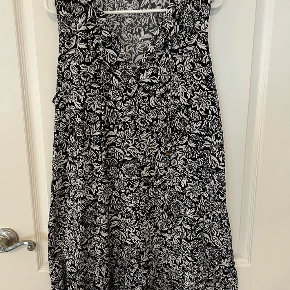 Floral Black and White Dress